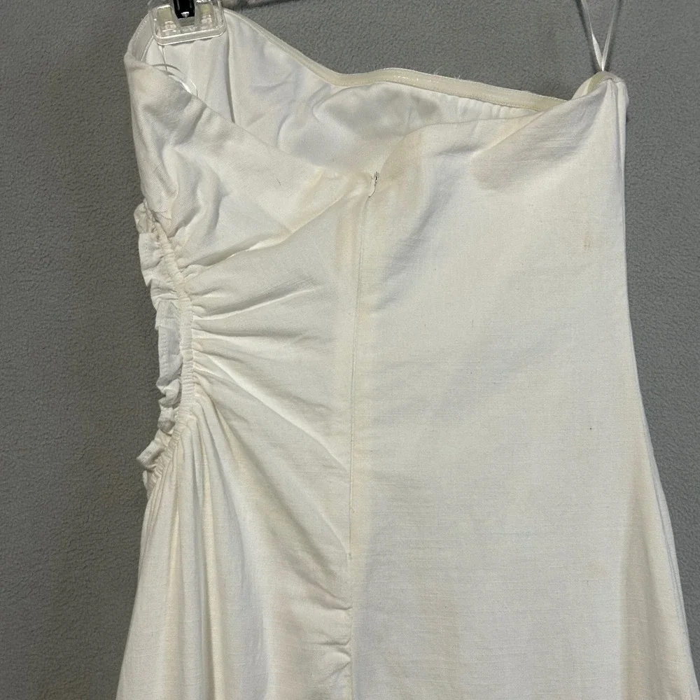 Mable‎ White Strapless Cutout Midi Dress Womens Size Large Party Cocktail